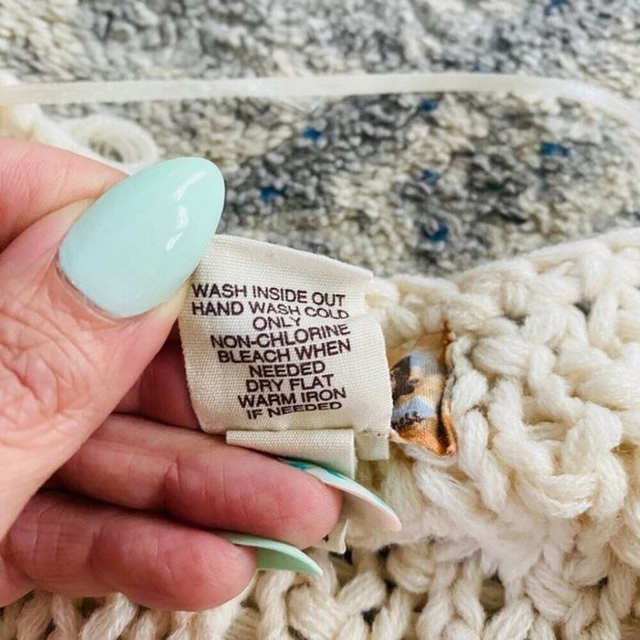 Loopy Knit Cardigan Open Front Shaggy Fringe Sweater Jacket Ivory S - Picture 9 of 10